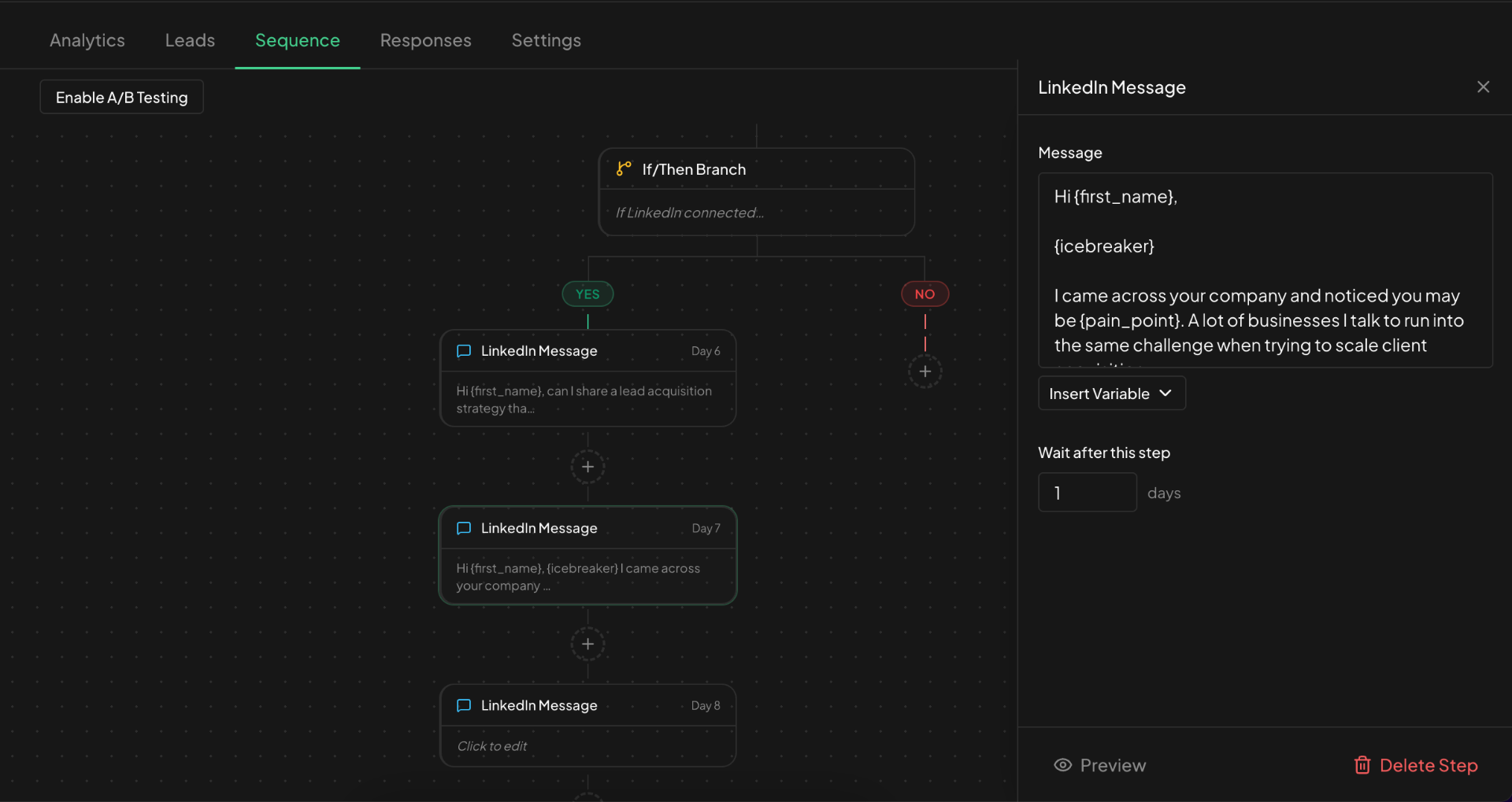 Outreach sequence builder with personalized message templates